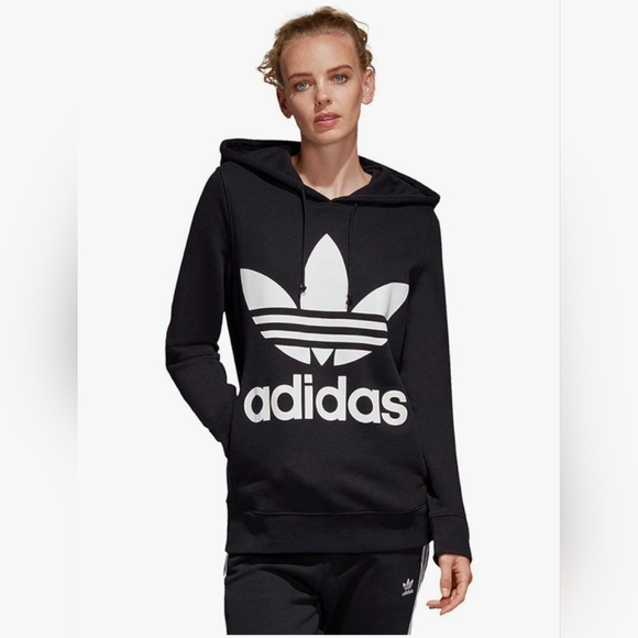 Adidas Adicolor Trifold Black Hoodie Sweatshirt - Picture 14 of 16